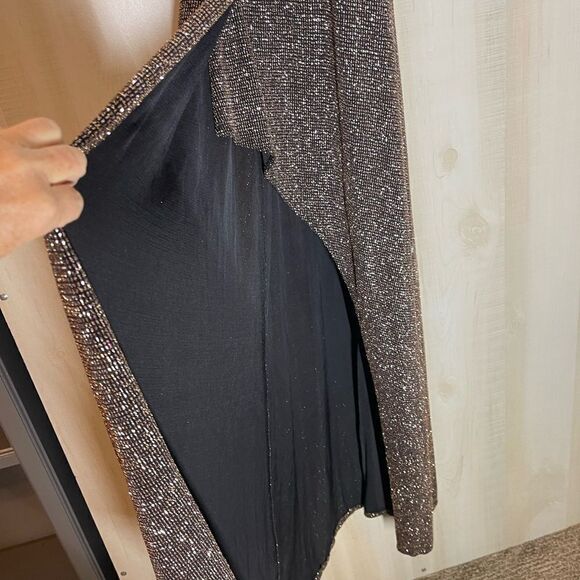 Windsor‎ gold black spaghetti strap long dress front slit, size small - Picture 9 of 16